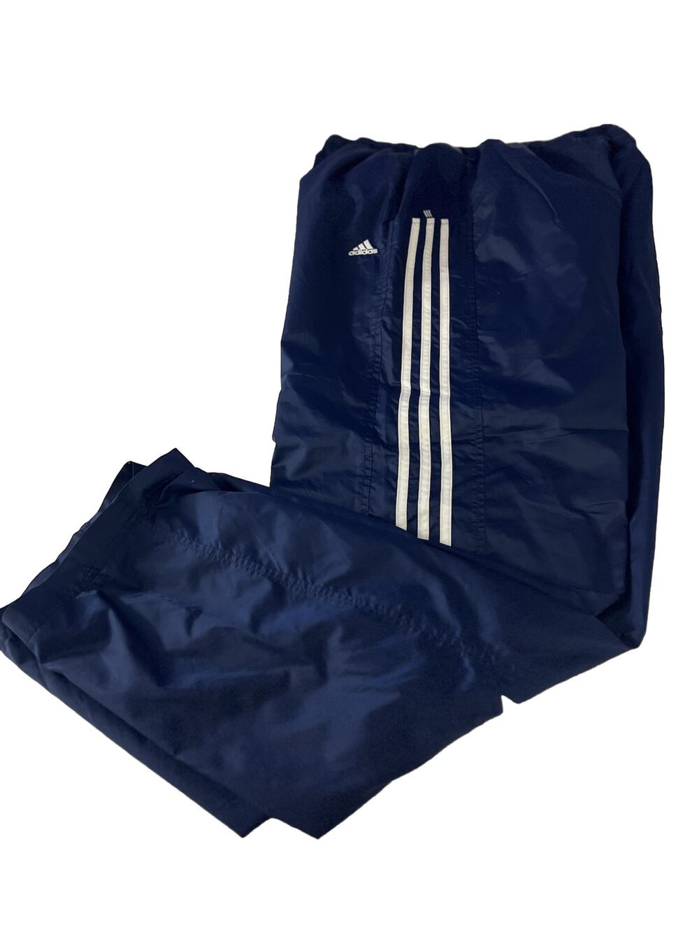 Adidas Mens Track Pants Size L Blue 3 Stripe Athletic Pull On Gym 32” Inseam